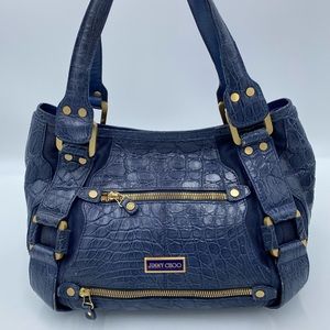 Jimmy Choo Alligator Mahala Bag In Navy Blue